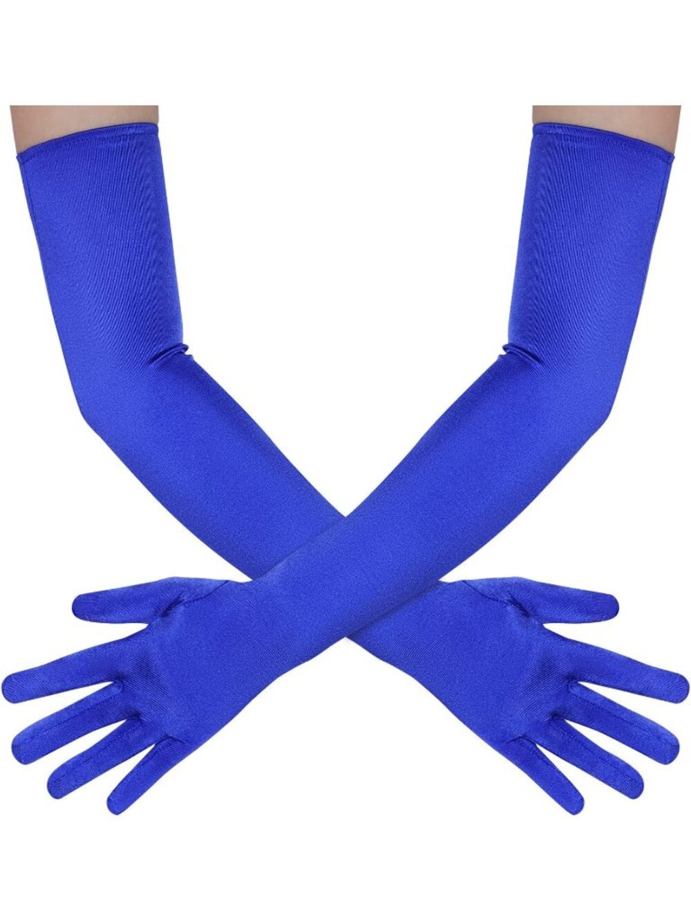 Women's Blue 1920s Costume Dress Elbow Length 21 inch Long Opera Satin Gloves
